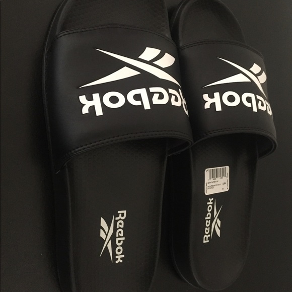 NEW MENS REEBOK CLASSIC SHOWER SLIDES SHOES SZ 12 EH0667 BLACK WITH SHOE BOX - Picture 7 of 9